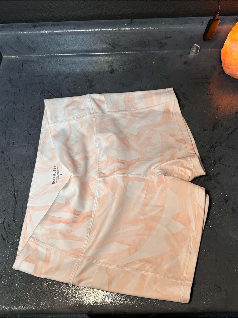 Athleta Soft Peach Print High-Rise Bike Shorts